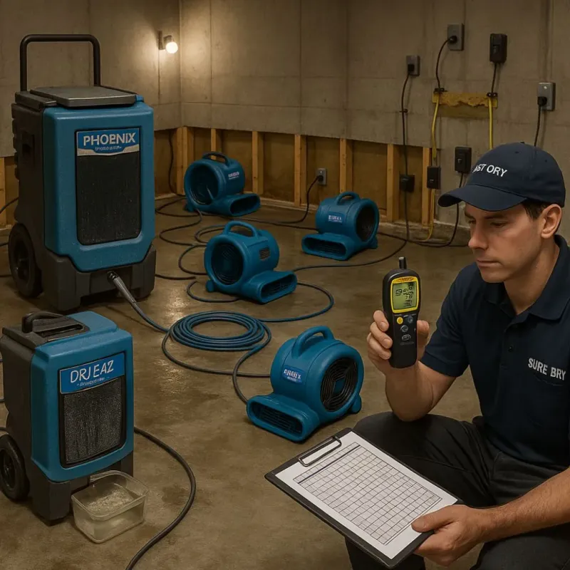 Structural Drying and Dehumidification process in Greenville, MS